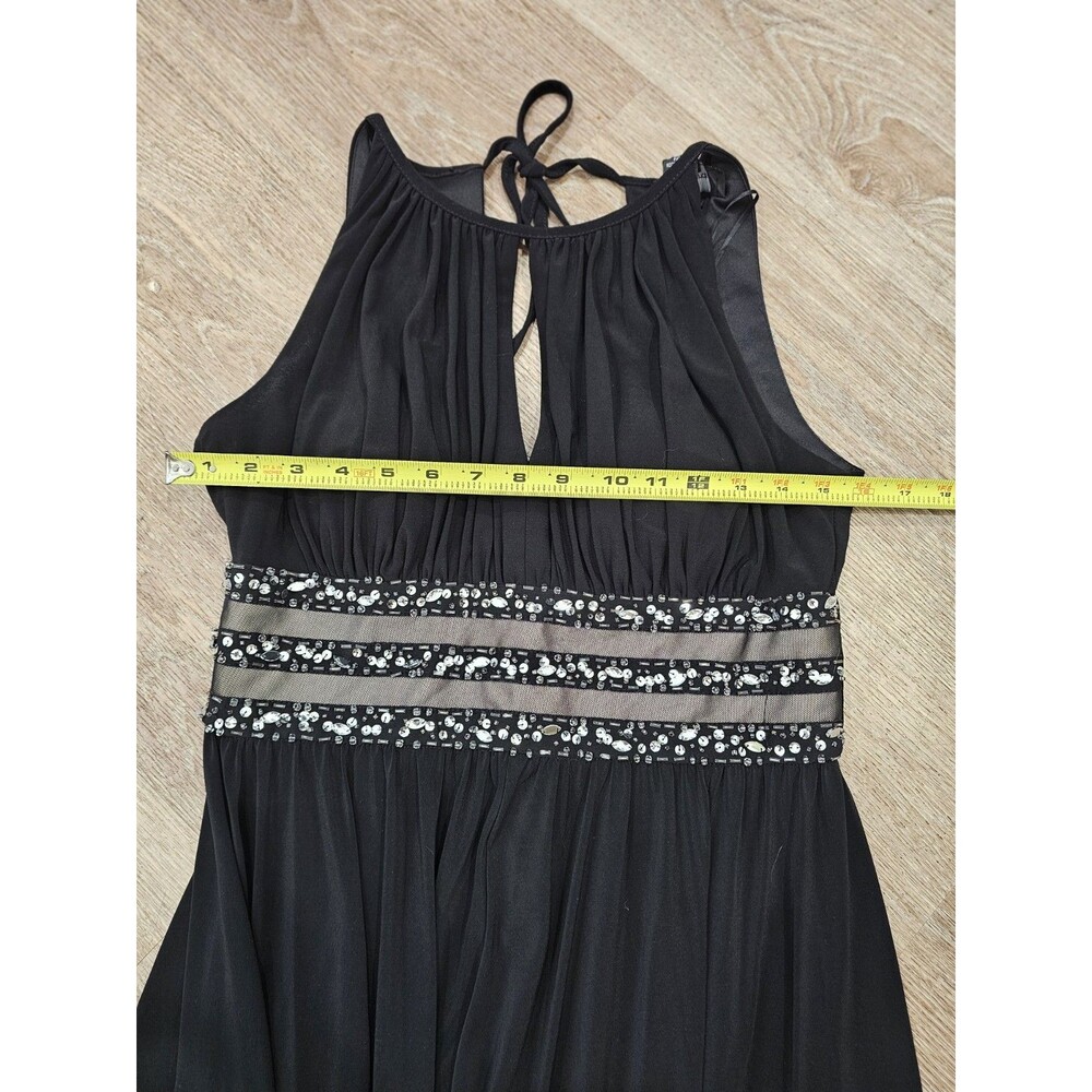 R&M Richard Gown Long Dress Black Sequin Midriff Bare Shoulders Front Slit Sz 8 - Picture 6 of 8